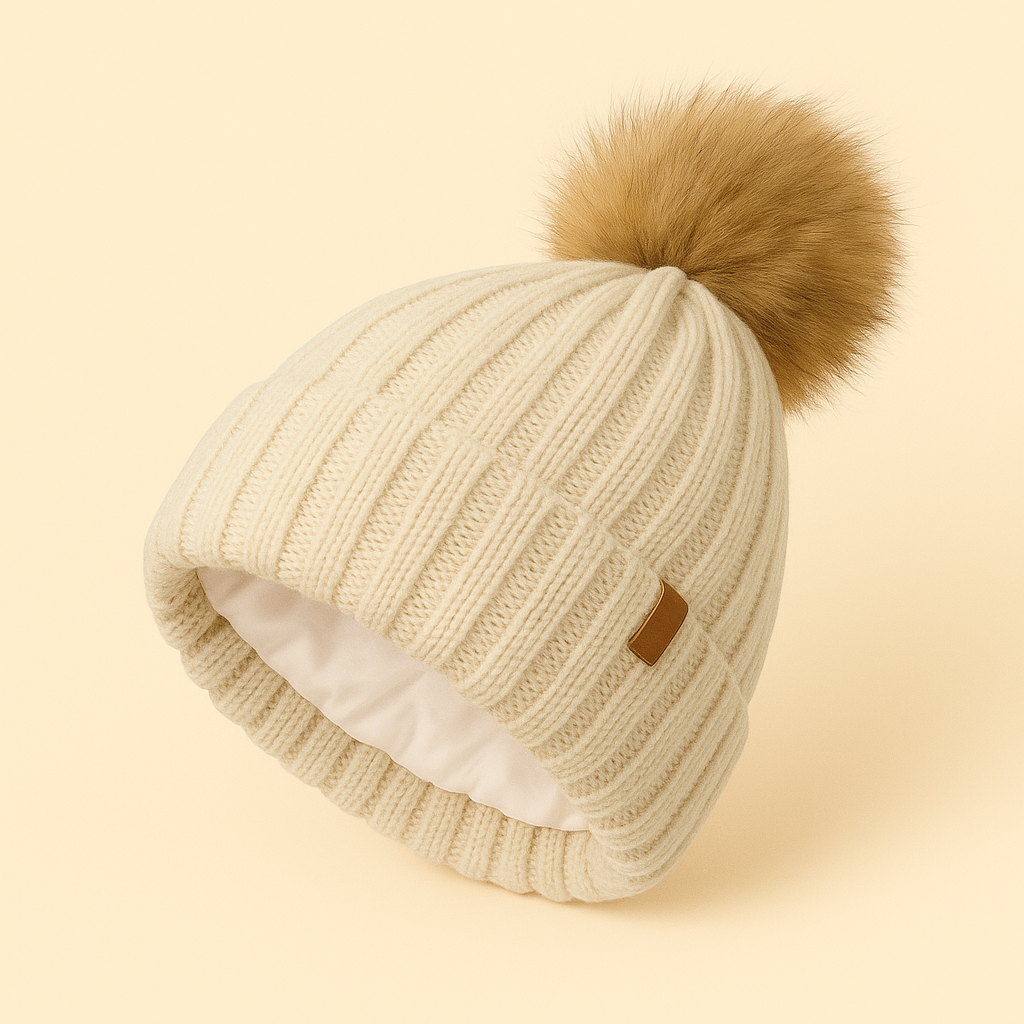 Liora - Satin Lined Pom Winter Beanie