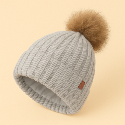 Liora - Satin Lined Pom Winter Beanie