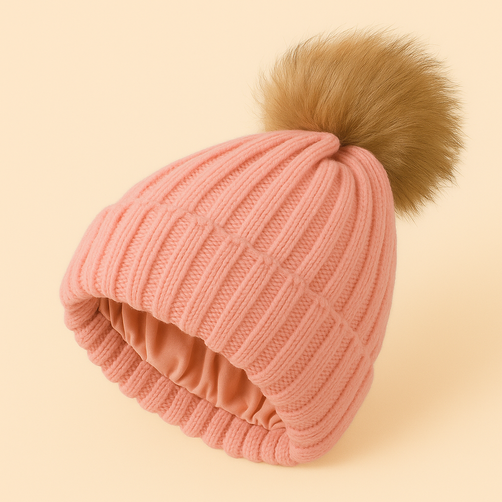 Liora - Satin Lined Pom Winter Beanie