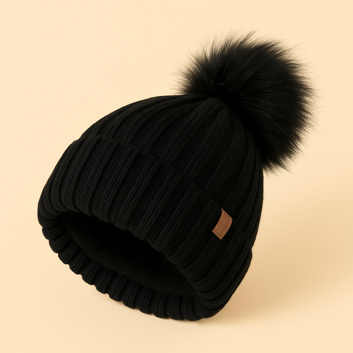 Liora - Satin Lined Pom Winter Beanie